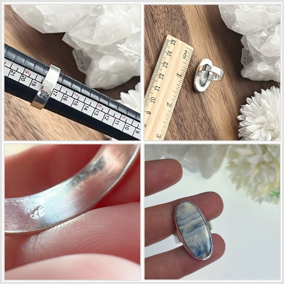 SALE❗️Jewelry Set Ring Size 8 Blue Scheelite Pendant Sterling Silver 925 - Picture 12 of 12